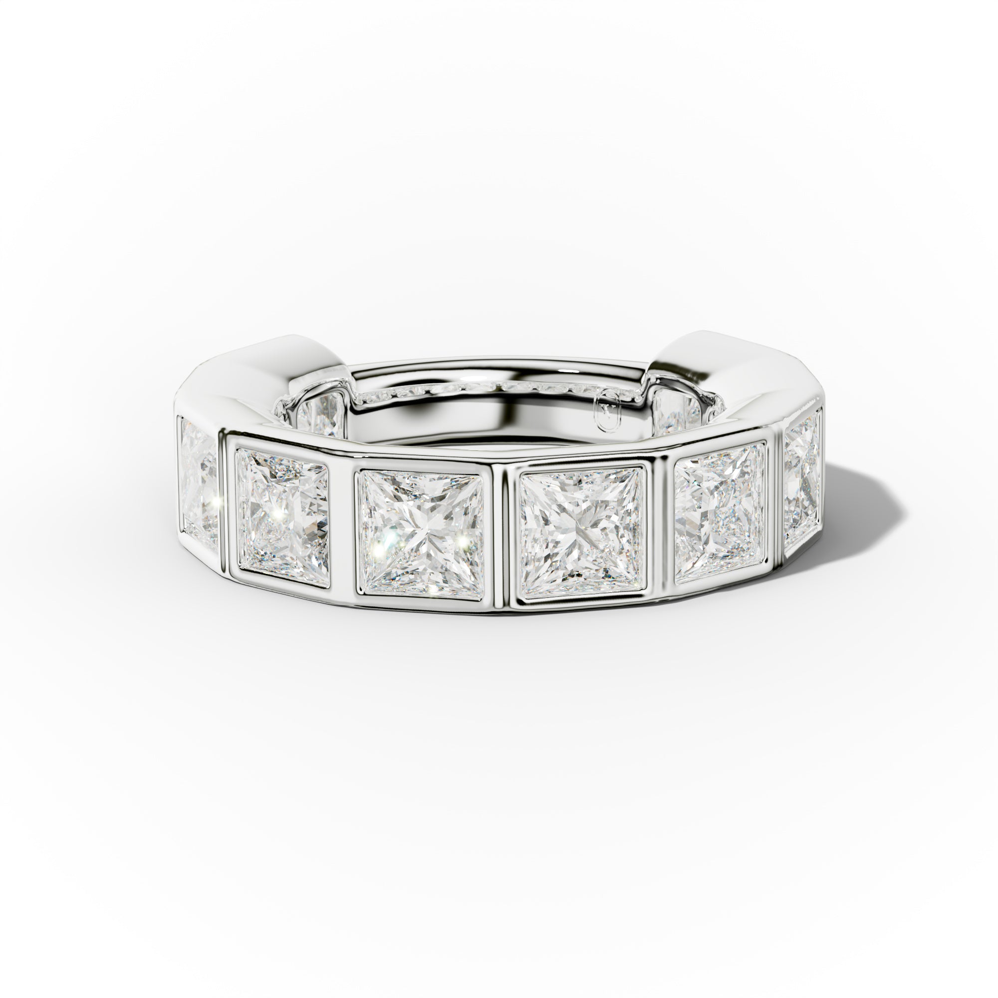 6.0 Carat Bezel Set Princess Cut Diamond Anniversary band